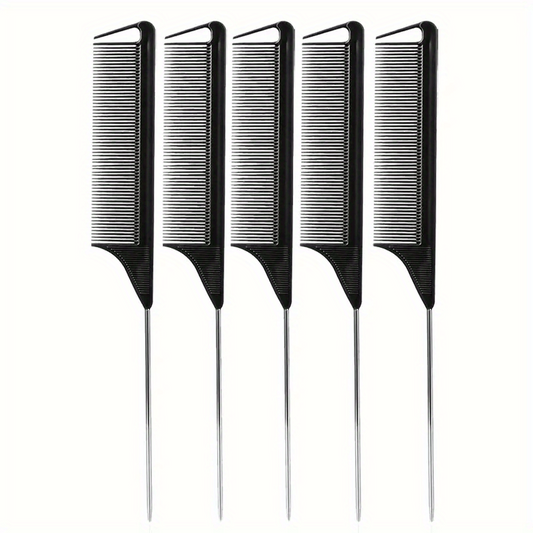 5pcs Rat Tail Combs Metal Long Pin Rat Tail Teasing Combs