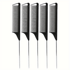 5pcs Rat Tail Combs Metal Long Pin Rat Tail Teasing Combs