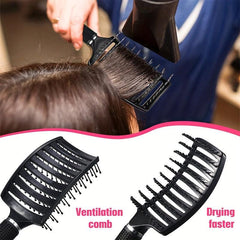 Professional Curved Detangling Comb Paddle Vent Brush Fast Drying Styling Hair