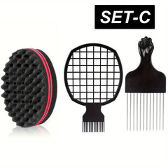 Afro Twist Hair Comb Set Hair Sponge Set With Curl Sponge