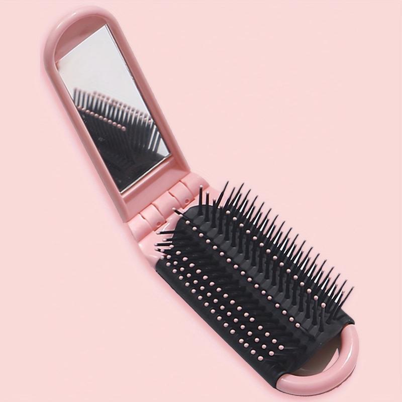 Foldable Hair Brush With Mirror Compact Comb Portable Mini Hair Brush