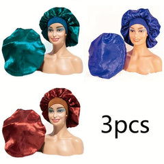3pcs Set Satin Bonnet Sleep Cap Hair Cover for Women Girls