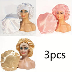 3pcs Set Satin Bonnet Sleep Cap Hair Cover for Women Girls