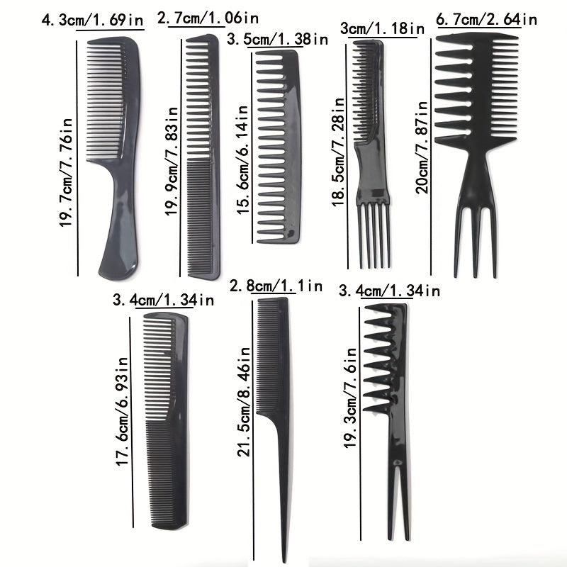 8pcs Hair Styling Comb Set Wide Tooth Flat Rat Double Fork Dense Tools