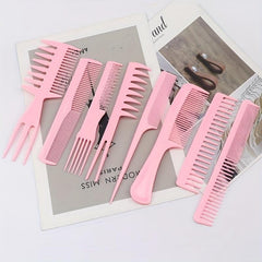 8pcs Hair Styling Comb Set Wide Tooth Flat Rat Double Fork Dense Tools