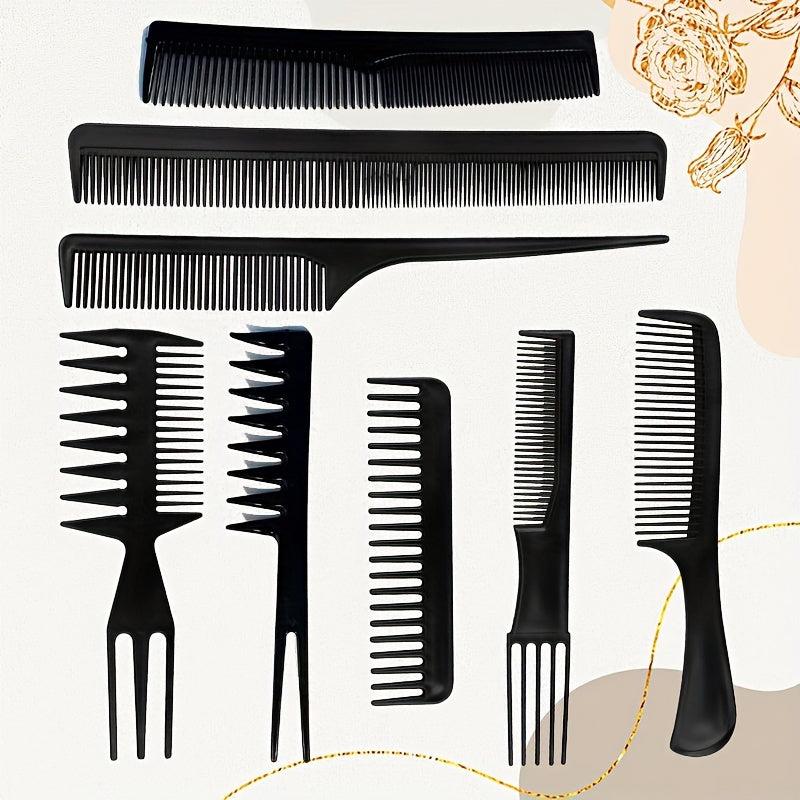 8pcs Hair Styling Comb Set Wide Tooth Flat Rat Double Fork Dense Tools