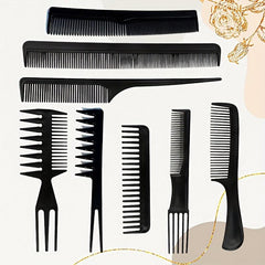 8pcs Hair Styling Comb Set Wide Tooth Flat Rat Double Fork Dense Tools