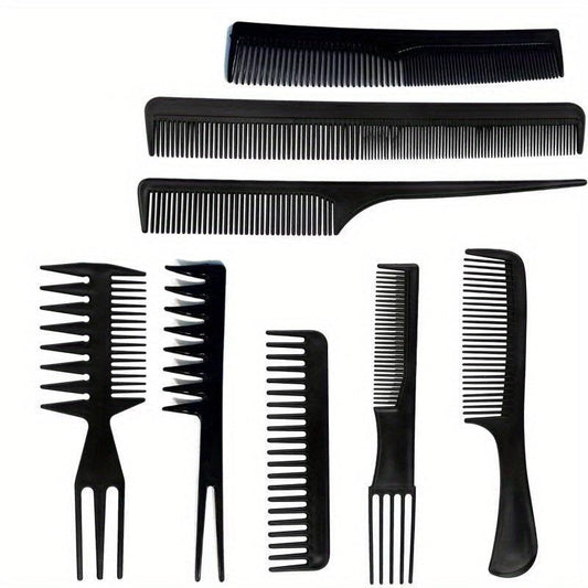 8pcs Hair Styling Comb Set Wide Tooth Flat Rat Double Fork Dense Tools