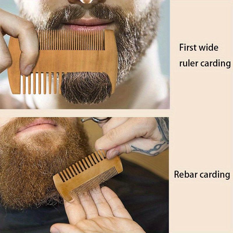 Anti Static Wooden Hair Brush and Beard Comb Double Sided Comb