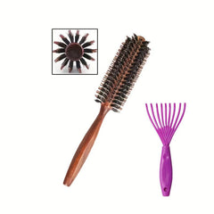 Boar Bristle Round Hair Brush Comb Salon Hairdressing Comb Hair Care Tool