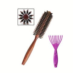 Boar Bristle Round Hair Brush Comb Salon Hairdressing Comb Hair Care Tool