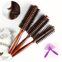 Boar Bristle Round Hair Brush Comb Salon Hairdressing Comb Hair Care Tool