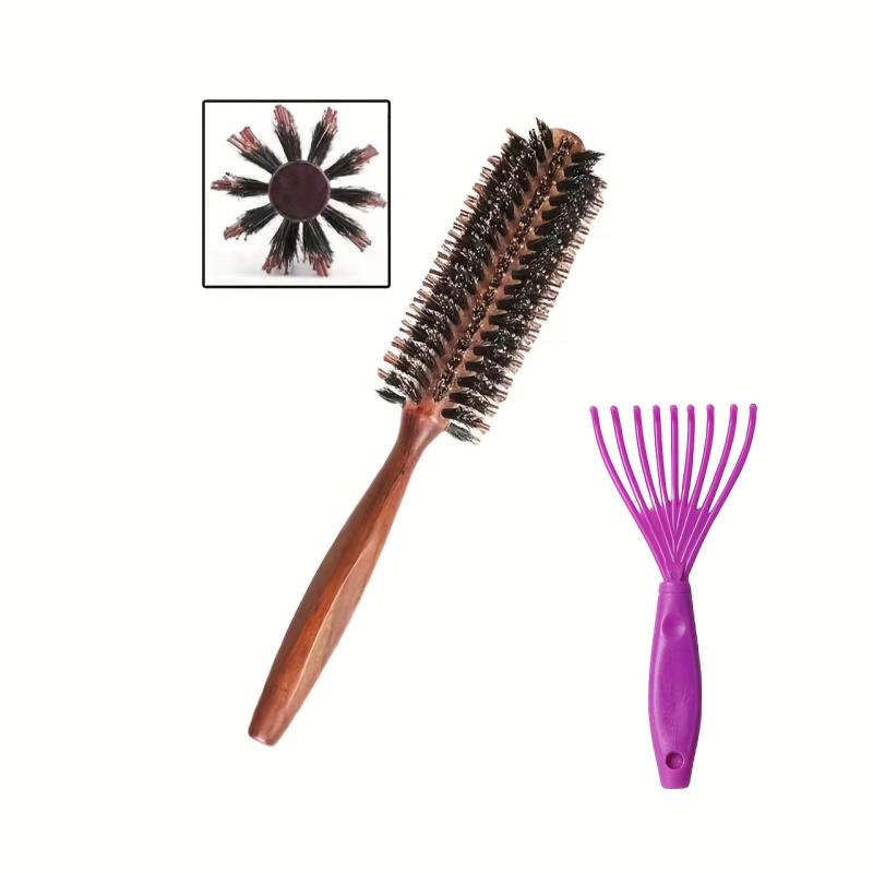 Boar Bristle Round Hair Brush Comb Salon Hairdressing Comb Hair Care Tool