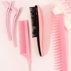 11pcs Hair Grooming Set; Detangling Brush, Comb, Massage Brush, Hair Clips