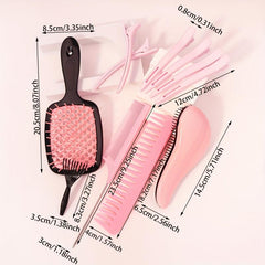11pcs Hair Grooming Set; Detangling Brush, Comb, Massage Brush, Hair Clips