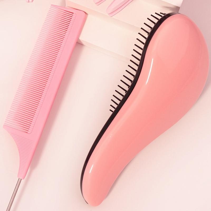 11pcs Hair Grooming Set; Detangling Brush, Comb, Massage Brush, Hair Clips
