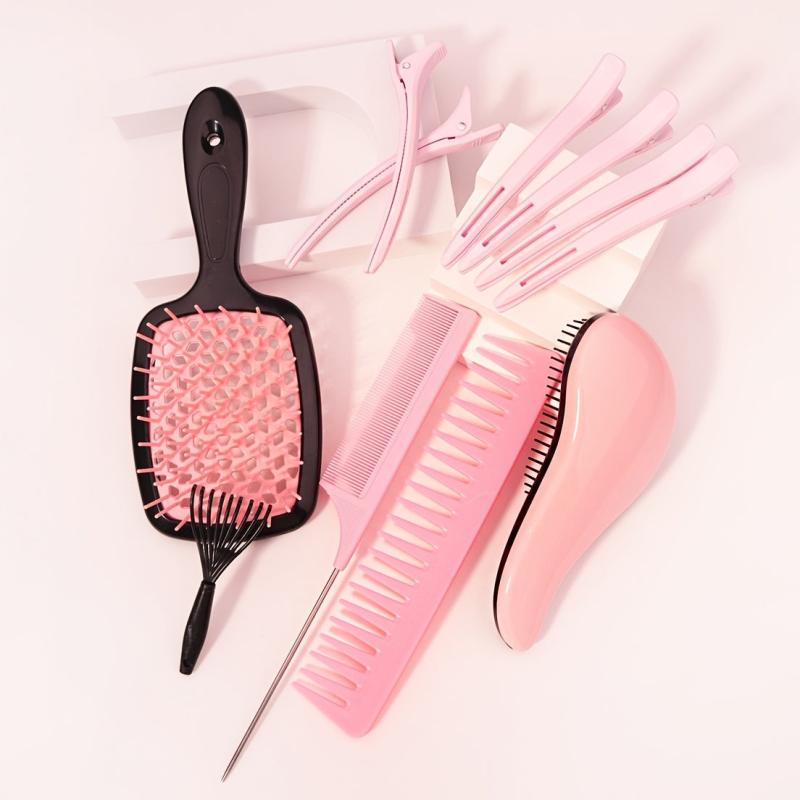 11pcs Hair Grooming Set; Detangling Brush, Comb, Massage Brush, Hair Clips