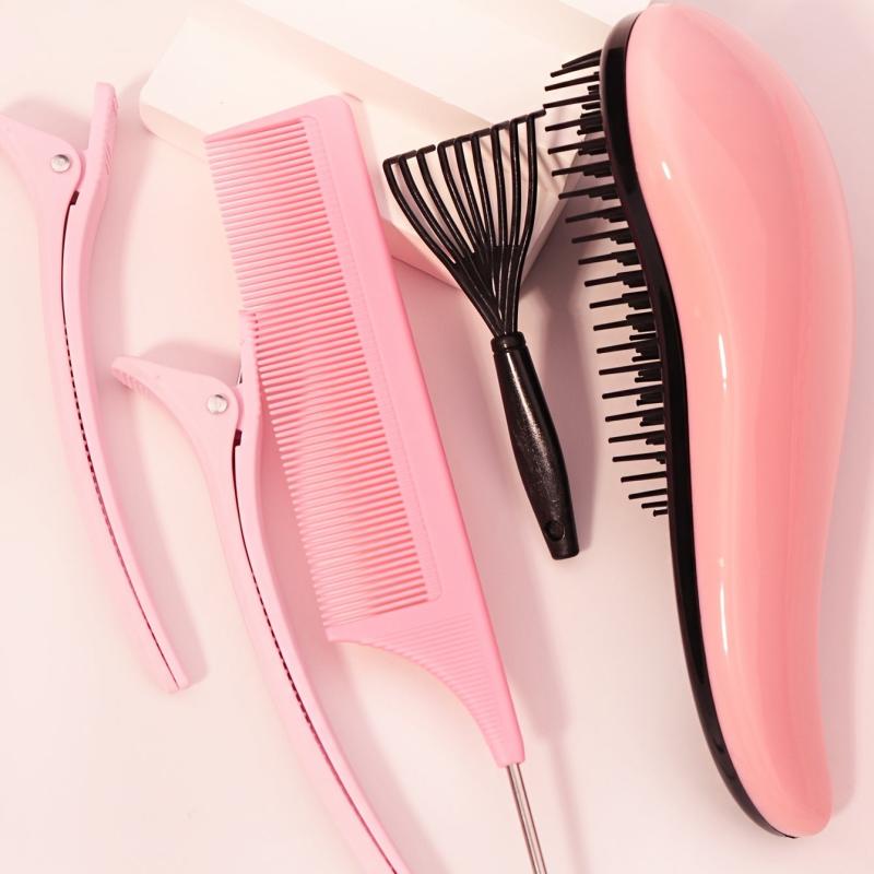 11pcs Hair Grooming Set; Detangling Brush, Comb, Massage Brush, Hair Clips