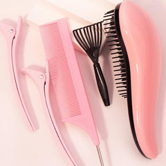 11pcs Hair Grooming Set; Detangling Brush, Comb, Massage Brush, Hair Clips