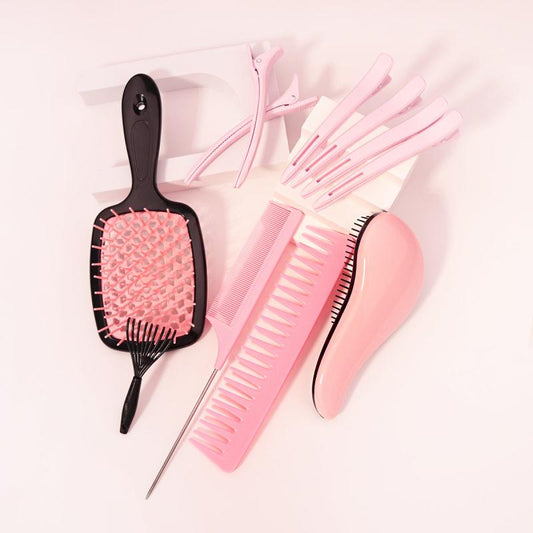 11pcs Hair Grooming Set; Detangling Brush, Comb, Massage Brush, Hair Clips