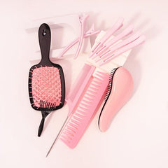 11pcs Hair Grooming Set; Detangling Brush, Comb, Massage Brush, Hair Clips