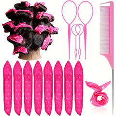 13pcs No Heat Hair Curler Set Sponge Hair Rollers Braiding Tools Comb