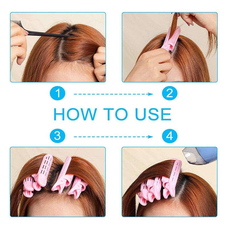 4pcs Self Grip Volumizing Hair Curler Clips Women Hair Styler