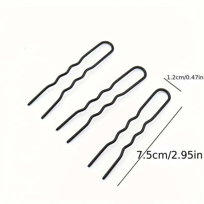 Metal Wave Shape Hair Fork for Bun Maker or Ponytail Holder