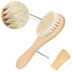 Wooden Handle Soft Goat Bristles Hair Brush