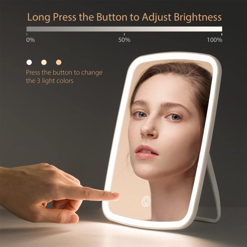 LED Makeup Mirror Folding Lighted Vanity Mirror 3 Lighting Modes Cosmetic Travel