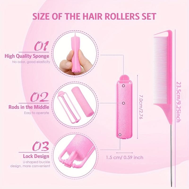 Foam Sponge Hair Rollers Set 0.59 Inch Soft Curlers