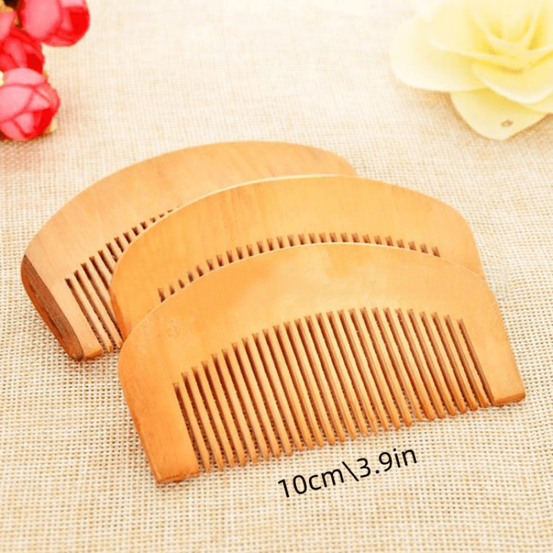 Peach Wooden Hair Comb Dense Tooth Massage Portable Comb Men Women