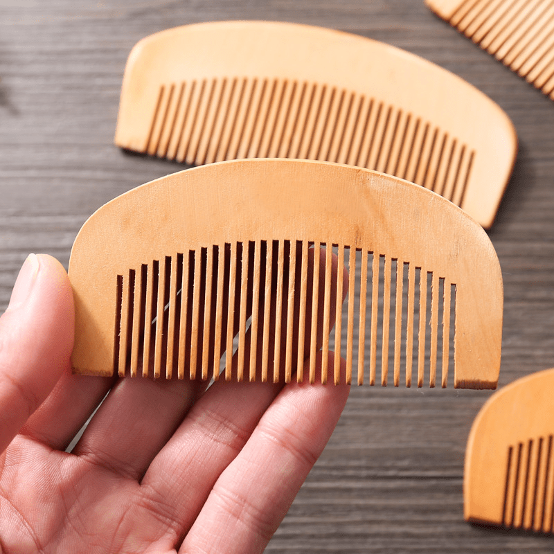 Peach Wooden Hair Comb Dense Tooth Massage Portable Comb Men Women