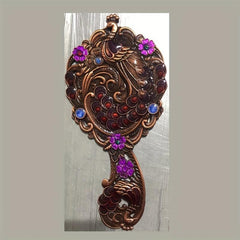Peacock Embossed Vanity Mirror Comb Set for Women