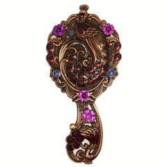 Peacock Embossed Vanity Mirror Comb Set for Women