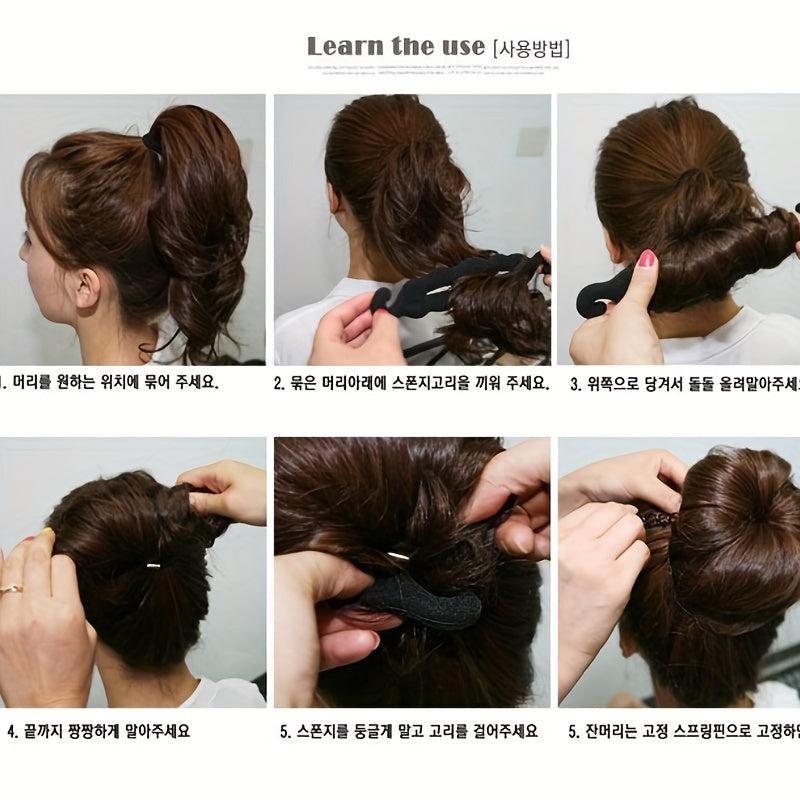 Magic Foam Sponges for Women Hair Styling Clip with Donut Accessories