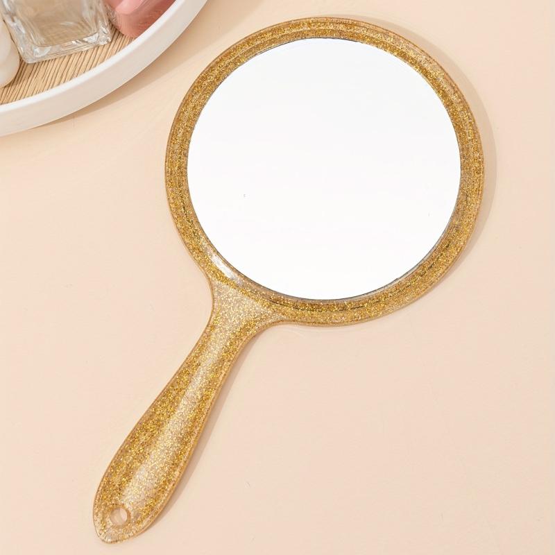 Yellow Round Hand Mirror for Home & Travel Use
