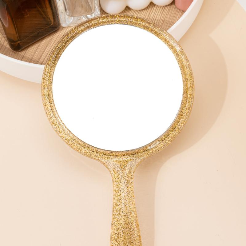 Yellow Round Hand Mirror for Home & Travel Use