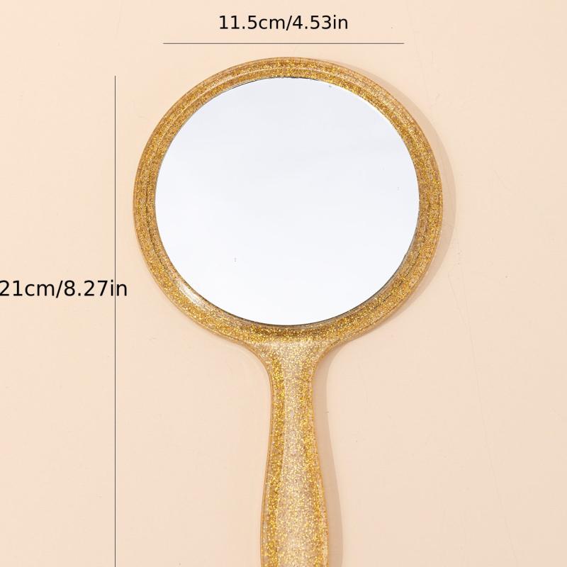 Yellow Round Hand Mirror for Home & Travel Use