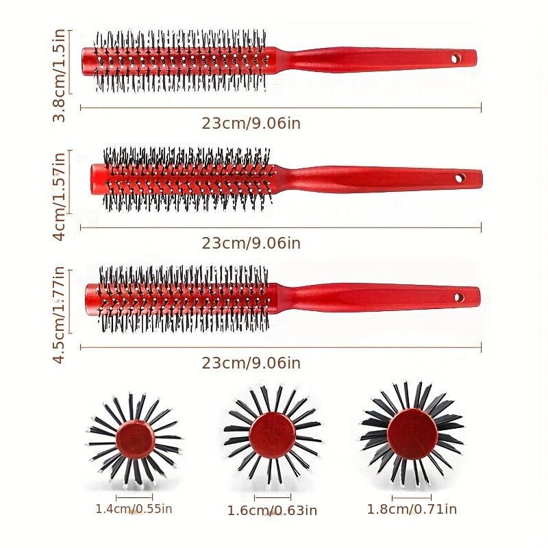 Wooden Round Hair Curly Comb Roller Hair Brush