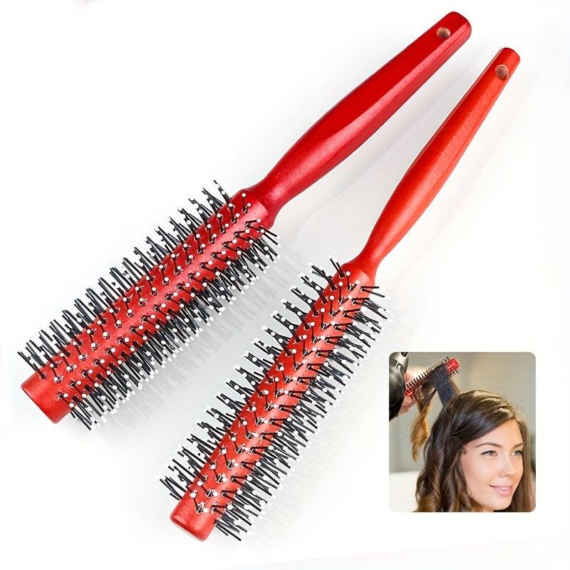 Wooden Round Hair Curly Comb Roller Hair Brush