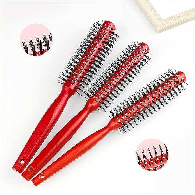 Wooden Round Hair Curly Comb Roller Hair Brush