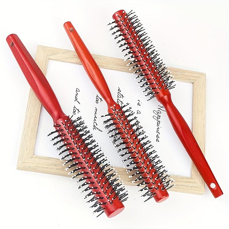 Wooden Round Hair Curly Comb Roller Hair Brush
