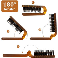 Pocket Hair Brush with Boar Bristles for Men Women