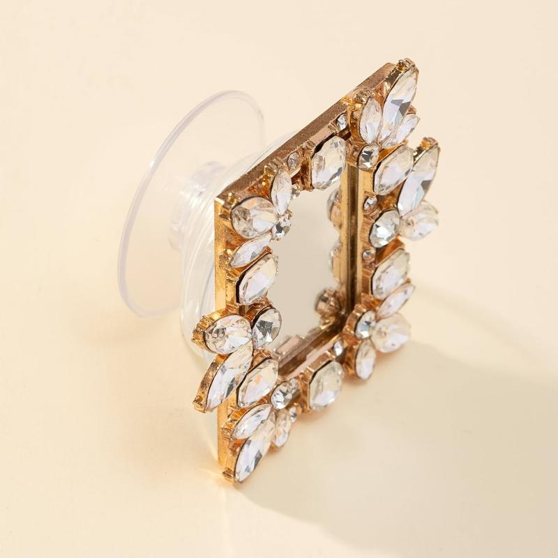 Rhinestone Decor Square Mirror for Girls and Women