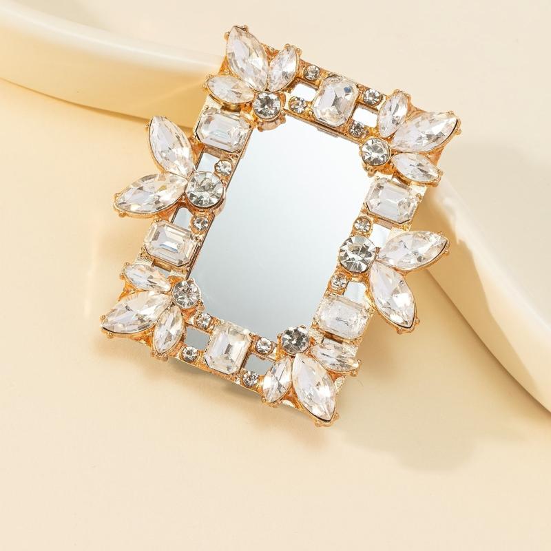 Rhinestone Decor Square Mirror for Girls and Women