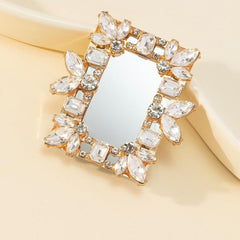 Rhinestone Decor Square Mirror for Girls and Women
