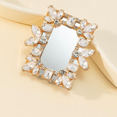 Rhinestone Decor Square Mirror for Girls and Women