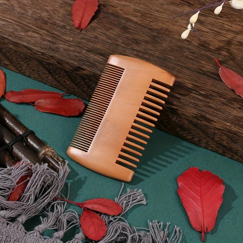 Peach Wooden Beard Comb Portable & Anti Static Hair Comb