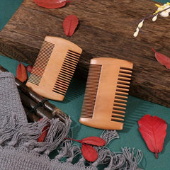 Peach Wooden Beard Comb Portable & Anti Static Hair Comb
